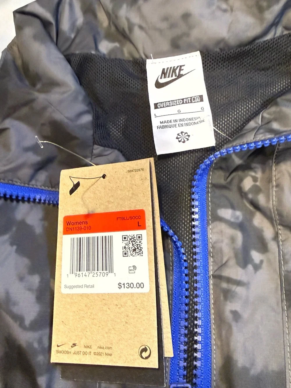 Nike Black Camo Jacket with Blue Trim